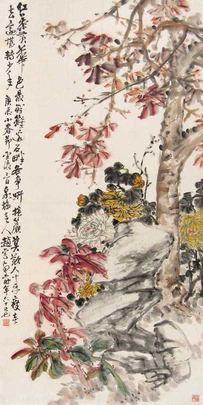 赵云壑 庚辰（1940年）作 花卉 立轴
